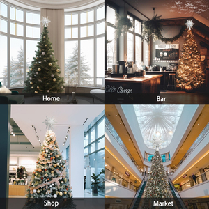 Décor de sapin de Noël avec projecteur LED et étoile creuse 3D à 360° °   Décorations de Noël avec des flocons de neige brillants rotatifs - Product Image 6