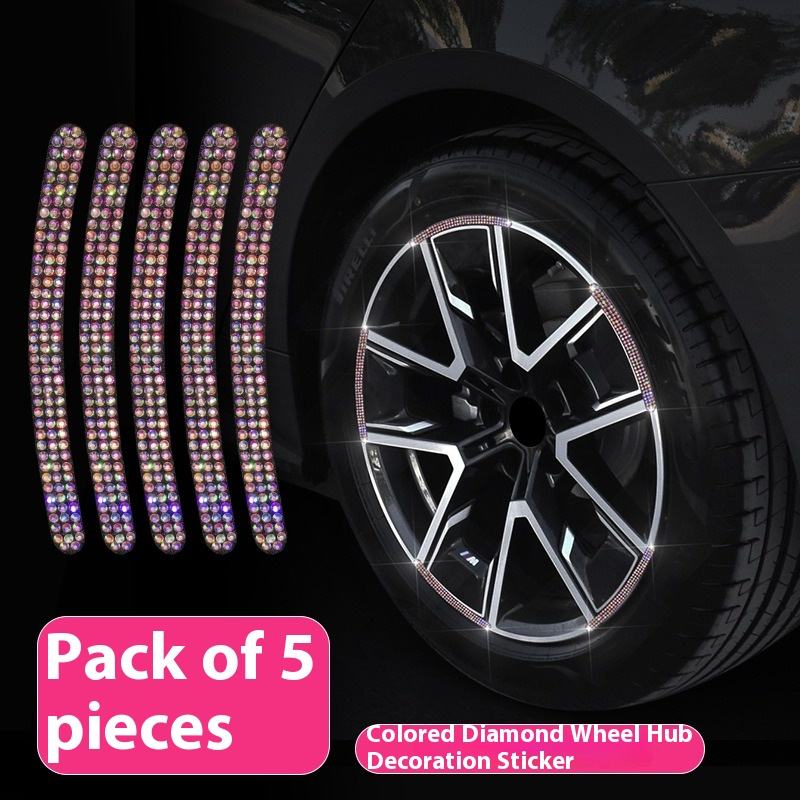 Autocollants de moyeu de roue [5 pièces/set] diamants colorés
