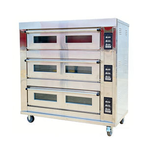 Four à pâtisserie électrique durable pour ordinateur, four de cuisson commercial à 3 niveaux et 9 plateaux avec injection de vapeur et fonction autonettoyante - Product Image 1