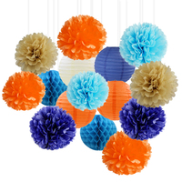 EASTTERN Décoration de fête, lanternes en papier, 15 pièces, anniversaire, bébé, fête prénatale, pompons en papier, nid d'abeille, fournitures de décoration suspendues pour mariage