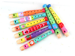 <span class=keywords><strong>Flauta</strong></span> de dibujos animados de madera, grabadora para niños, 6 agujeros, juego de Piccolo, instrumentos musicales, juguetes educativos, <span class=keywords><strong>flauta</strong></span>, mezcla de colores pintados - Product Image 3
