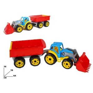 <b>Plastic</b> Bulldozer with <b>Mesh</b> Trailer 64cm Long CE Certified for Kids 2-4 Years Construction Play - Product Image 1