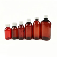 Flacon ovale en PET ambré pour médicaments sur ordonnance et flacon en PET pour sirop avec couvercle et échelle graduée, pour médicaments liquides et sirops