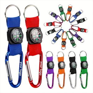 Wholesale <b>Custom</b> Short Carabiner Lanyard <b>Keychains</b> with Outdoor Survival Gear - Product Image 1