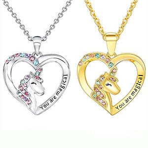 Collier Licorne Mignon avec Chaîne en Bambou – Cadeau Idéal pour Filles, <span class=keywords><strong>Anniversaire</strong></span>, Bijou pour Fille, Petite-fille, Nièce – Anti-ternissement, Hypoallergénique - Product Image 3