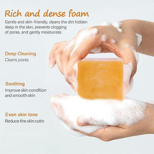 Venta al por mayor personalizado <span class=keywords><strong>24K</strong></span> oro colágeno vitamina C cuerpo baño jabón barra hecha a mano aclaramiento y blanqueamiento jabón para piel seca - Product Image 2