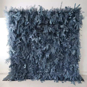 Fondo de pared de flores secas azules hechas a mano de 8 pies x 8 pies, estilo natural mixto, decoración de boda, reutilizable y reciclable - Product Image 1