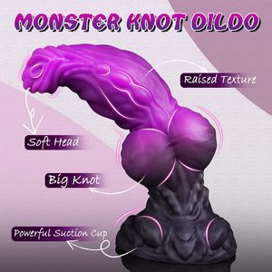 Dildo de silicona suave con diseño de nudo de perro de fantasía <span class=keywords><strong>y</strong></span> ventosa, con forma de dragón, para uso vaginal <span class=keywords><strong>y</strong></span> anal, juguete de fantasía para adultos para mujeres <span class=keywords><strong>y</strong></span> hombres - Product Image 5