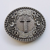 Boucle de ceinture croisée de prière en alliage de zinc personnalisée Ovale Vintage Western Design Cowboy Cowgirl Plaque Boucle pour ceintures en cuir denim