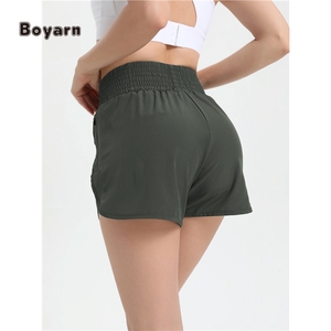 Pantalones cortos Boyarn 3XL para correr para mujer, pantalones cortos elásticos de cintura alta con bolsillo deportivo para entrenamiento, pantalones cortos atléticos de secado rápido - Product Image 6