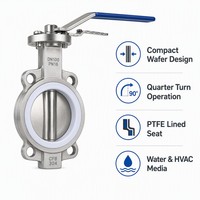 Vanne papillon à clapet en fonte ductile, siège EPDM, type à oreilles, double bride, ANSI Classe 150, pour système de traitement de l'eau, directement de l'usine
