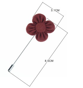 Broche de Flor de <span class=keywords><strong>4</strong></span> Pétalas com Textura de Linho para Atacado, Alfinete de Lapela Rústico para Terno Masculino, Ideal para Casamentos e Ocasiões Formais e Casuais - Product Image 2
