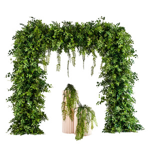 Nouvelle Arche de Mariage en Fleurs Artificielles Style Sauvage, Végétation Verte avec Fleurs Blanches à Vendre - Product Image 1
