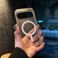 Coques de téléphone de luxe magnétiques en TPU+PC avec paillettes brillantes pour Google Pixel 10/10Pro XL 9 Pro 10A 8Pro, dos transparent