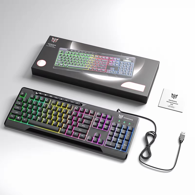 ONIKUMA G32 Factory Custom High-Performance Computer LED Backlit USB Wired Gaming Keyboard for PC  Laptop and Desktop Devices