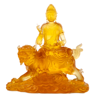 Artfamily - Statue de Bouddha en verre de cristal fait main sur mesure, Manjusri Bodhisattva et Samantabhadra Bodhisattva, design traditionnel