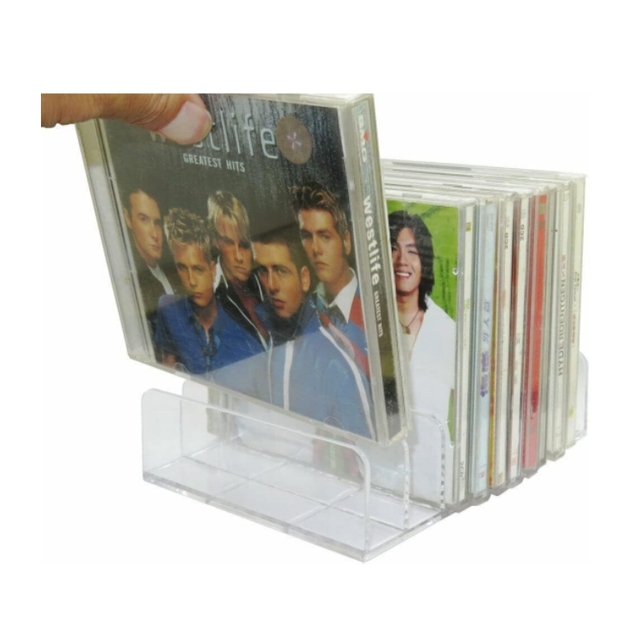 Clear Acrylic Stackable Dvd and Cd Holder, Display Rack Organizer Stand Holds up to 14 Standard Cd Cases