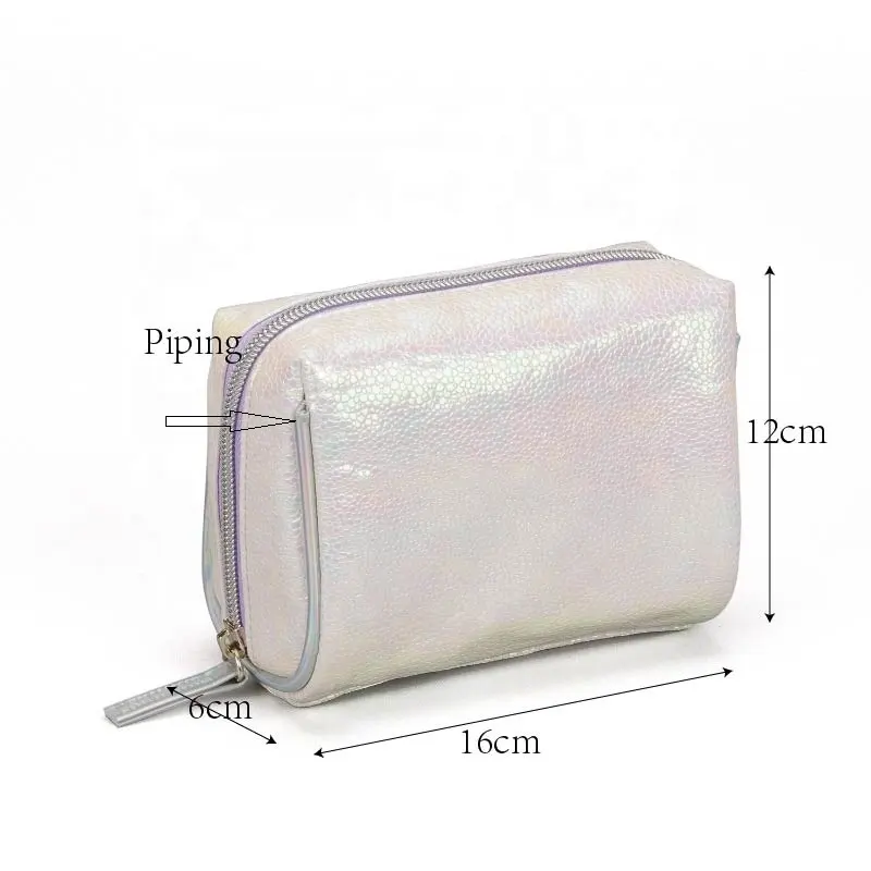 wholesale Custom Logo makeup kit bag Moon shell Leather cosmetic bags small cosmetic zip bag