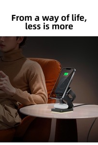 Sạc không dây 3 trong 1 tích hợp đèn LED, sạc điện thoại, đồng hồ, tai nghe, tất cả trong một, gập gọn, sạc nhanh từ tính 15W, đế sạc - Product Image 3