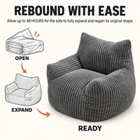 Fauteuil de relaxation rembourré côtelé type pouf, emballé sous compression, siège de canapé confortable avec accoudoirs de soutien pour studio, home cinéma et décoration intérieure