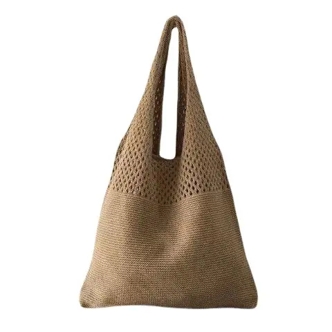 2023 borsa per la spesa da donna europea e americana di nuova moda borsa da spiaggia vuota borse da donna a tracolla lavorate a maglia