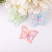 Patch Bordir Kupu-kupu Organza Lapis Tunggal 3D Magic Color 5cm dengan Desain Hati & Bintang
