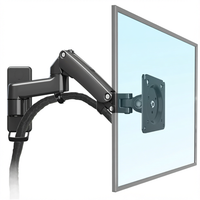 Nouveau support mural pour moniteur 24 pouces noir/argent, meuble flottant pour téléviseur en alliage d'aluminium avec télécommande et inclinaison à 45°