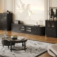 Meubles TV longs contemporains en bois, meuble TV de rangement durable, meuble TV de luxe moderne pour salon, ensemble table basse
