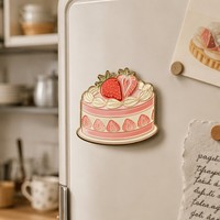 Ensemble d'aimants de réfrigérateur en émail Kawaii, motifs desserts mignons : gâteau aux fraises, biscuit, pudding, macaron, sucette, cupcake