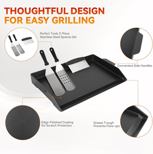<span class=keywords><strong>Plaque</strong></span> de cuisson universelle <span class=keywords><strong>en</strong></span> <span class=keywords><strong>fonte</strong></span> <span class=keywords><strong>pour</strong></span> barbecue à gaz avec ensemble de spatules, 2 inserts de <span class=keywords><strong>plaque</strong></span> de cuisson, grande <span class=keywords><strong>plaque</strong></span> plate <span class=keywords><strong>pour</strong></span> barbecue - Product Image 3