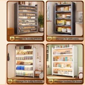 4 Tier Adjustable Metal Storage Cabinet Flip-top Dustproof Bookshelf Organizer <strong>Shelving</strong> <strong>Unit</strong> for Living Room <strong>Cupboard</strong> - Product Image 5