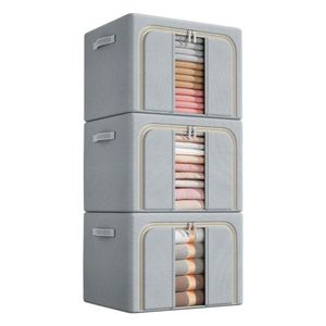 Caja de almacenamiento con estante de acero al por mayor, armario organizador plegable personalizado para ropa, caja de almacenamiento de temporada, organizador transparente de Juguetes - Product Image 1