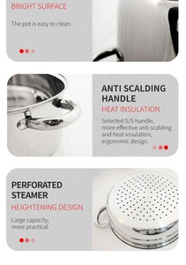 Uy Tín Nhà Bếp Thiết Lập Chất Lượng Cao 5Pcs Thép Không Gỉ Đồ Nấu Nướng Hấp Thân Thiện Với Môi Thiết Kế Tối Giản Gương Đánh Bóng Thủy Tinh - Product Image 4