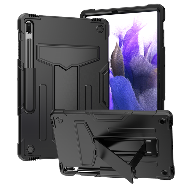 3 Layers Shock Proof Silicone Protection Tablet Cover Case with T Shape Bracket for Samsung Galaxy Tab S7 FE 12.4 Inch 2022