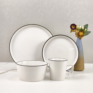 Bộ Đồ Ăn Sứ Bàn Ăn Đặt Đồ Gốm Bán Buôn 16Pcs Sứ Trắng Bộ Đồ Ăn Đảng Vòng Phong Cách Mỹ - Product Image 2