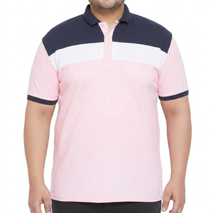 Chemises polo en coton pour hommes, coupe classique, couleurs rose, bleu marine et blanc, col rabattu, vêtements d'été pour hommes - Product Image 2