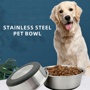 Mangkuk air anjing besi tahan karat anti tumpah awet hewan peliharaan logam logo kustom - Product Image 5