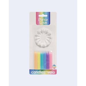 Bougies d'anniversaire multicolores pastel Party Love 6 cm, lot de 12 - Product Image 2