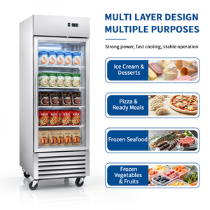 Commercial Single Door Upright Glass Display Reach-In Refrigerator Frozen Food Showcase Automatic Defrost Digital UR-54C-1D Larg - Product Image 5