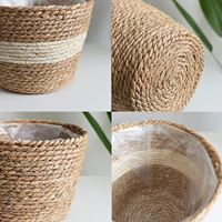 Grand panier à plantes en plastique PE tissé, moderne, écologique et durable, pour l'extérieur/l'intérieur, pot de fleurs