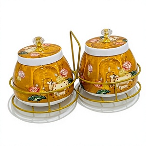 Round metal Food <b>Storage</b> <b>Containers</b> With Floral Design Airtight Lids <b>For</b> <b>Kitchen</b> Use - Product Image 2