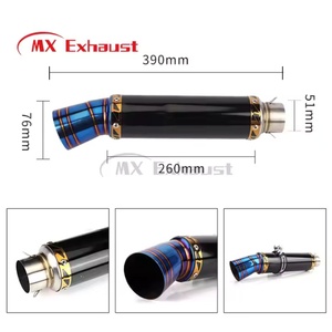 Thiết kế mới lưu lượng cao tùy chỉnh 51mm đầu vào thép không gỉ + Ống sợi carbon thoát moto xe máy xả Muffler giảm thanh - Product Image 2