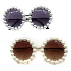 Womens Summer Accessories Rihanna Style Beads Round Sunglasses