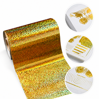 Feuilles de feuille d'or holographique laser générique 64cm*120m (matériau PET) pour impression sur papier, marquage à chaud, écologiques et lavables