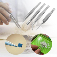 Ensemble de 4 pinces de précision en acier inoxydable pour téléphone, ordinateur, électronique, soudure épaisse, réparation, outils de montage
