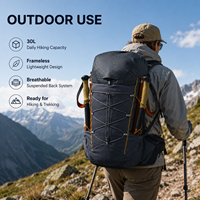 Solution tout-en-un, sac à dos de randonnée sans cadre 30L, nylon durable, pour les sports de plein air