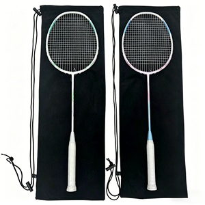 Sac à cordon en velours doux de qualité supérieure pour 1 à 3 raquettes de <span class=keywords><strong>badminton</strong></span>, <span class=keywords><strong>pochette</strong></span> de rangement protectrice avec logo personnalisé - Product Image 2