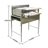 Pemanggang BBQ Gaya Brasil Picanha Dua Lapis Churrasco Espeto Motor Kuat Kebab Mangal Rotisserie Dengan Tusuk Sate Bentuk V