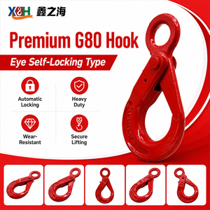 Crochet de levage G80 finition <span class=keywords><strong>peinture</strong></span> rouge, certifié ISO, <span class=keywords><strong>pour</strong></span> charges lourdes, type œil, auto-bloquant, sécurité renforcée, directement de l'usine - Product Image 1