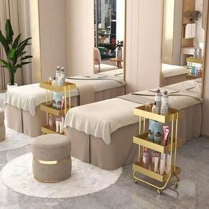 High-end Gold Original Light Luxury Trolley For Beauty Salon Skin Management Car With <b>Storage</b> <b>Shelf</b> Metal <b>Plastic</b> Tool Cart - Product Image 6